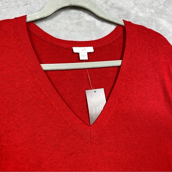 NEW J. Jill V-Neck Sweater Tunic Knit Size 3X Ruby Red - Picture 2 of 7